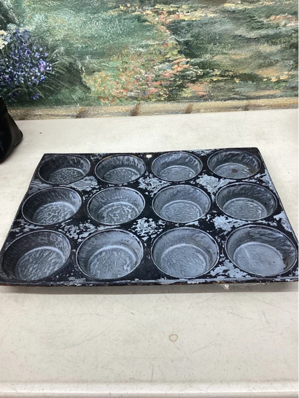 Vintage Graniteware muffin pan